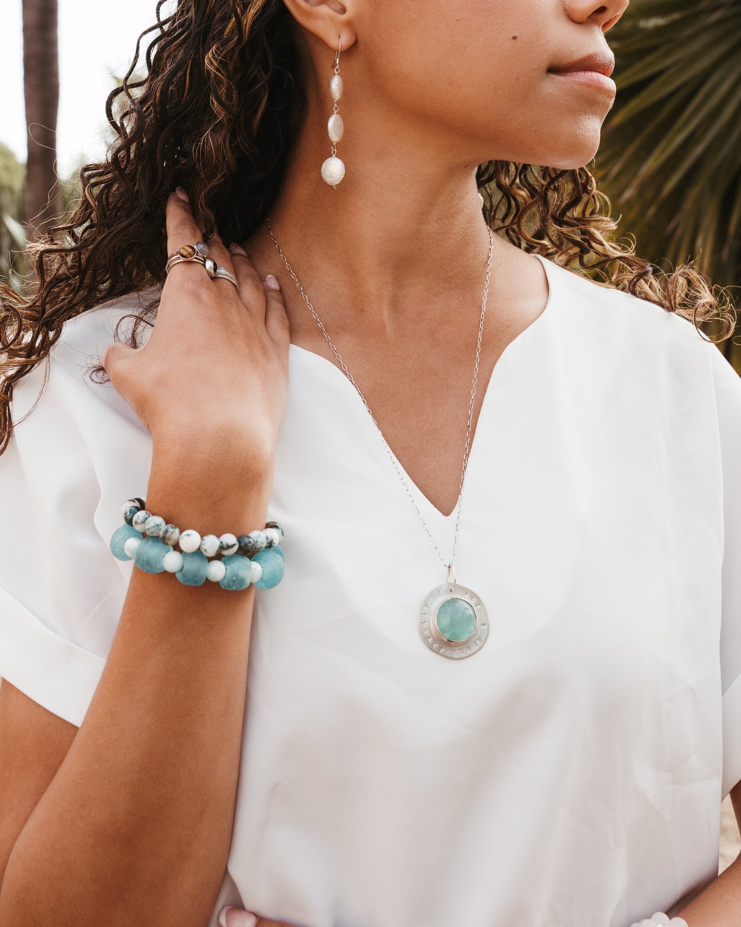 Affirmation series | I attract peace & joy- fluorite and sterling silver necklace