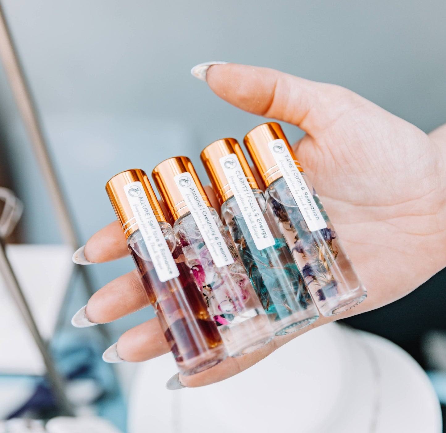 Fragrance potion gift set- All four of our floral and crystal oil roller perfumes!