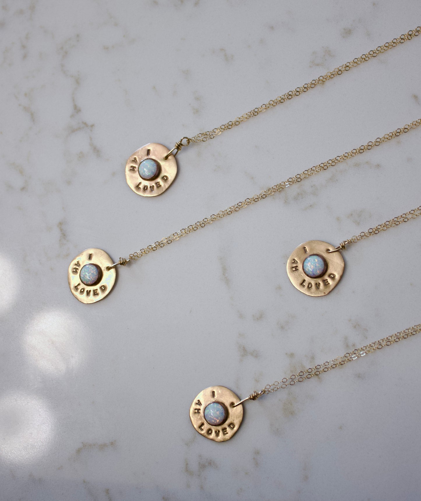 I am loved Affirmation pendant necklace with Opal |
