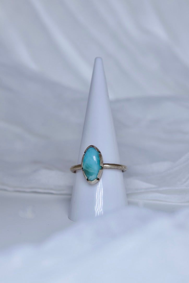 Larimar and sterling silver ring (size 8)