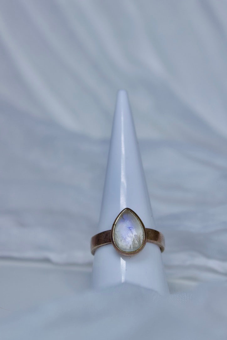 Sterling Silver Moonstone Ring (Pear Shape), size 8.75 | for feminine energy & healing