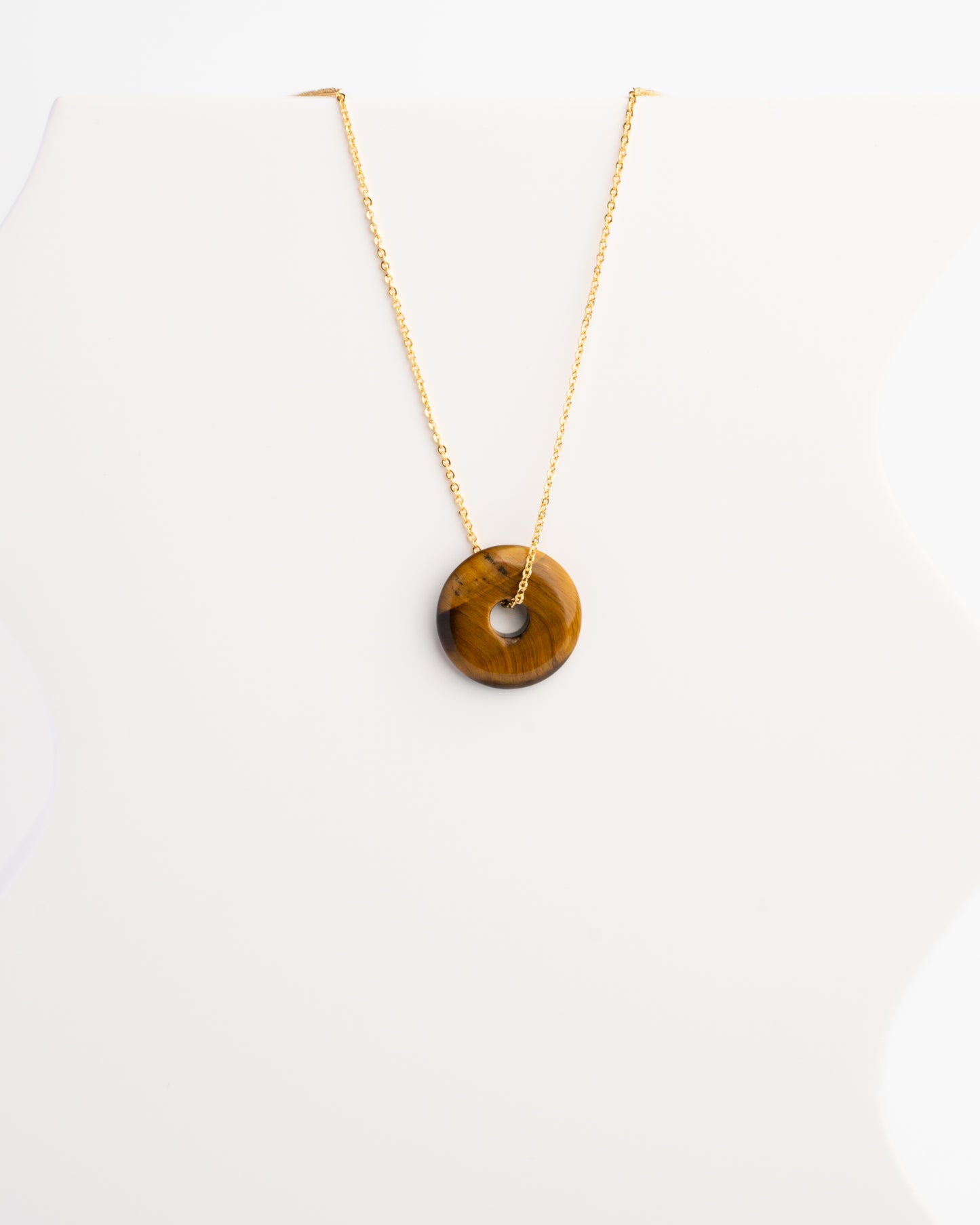 Endless Strength necklace with mini Tigers Eye Pi stone | A gold-fill layering necklace perfect for those seeking confidence and support