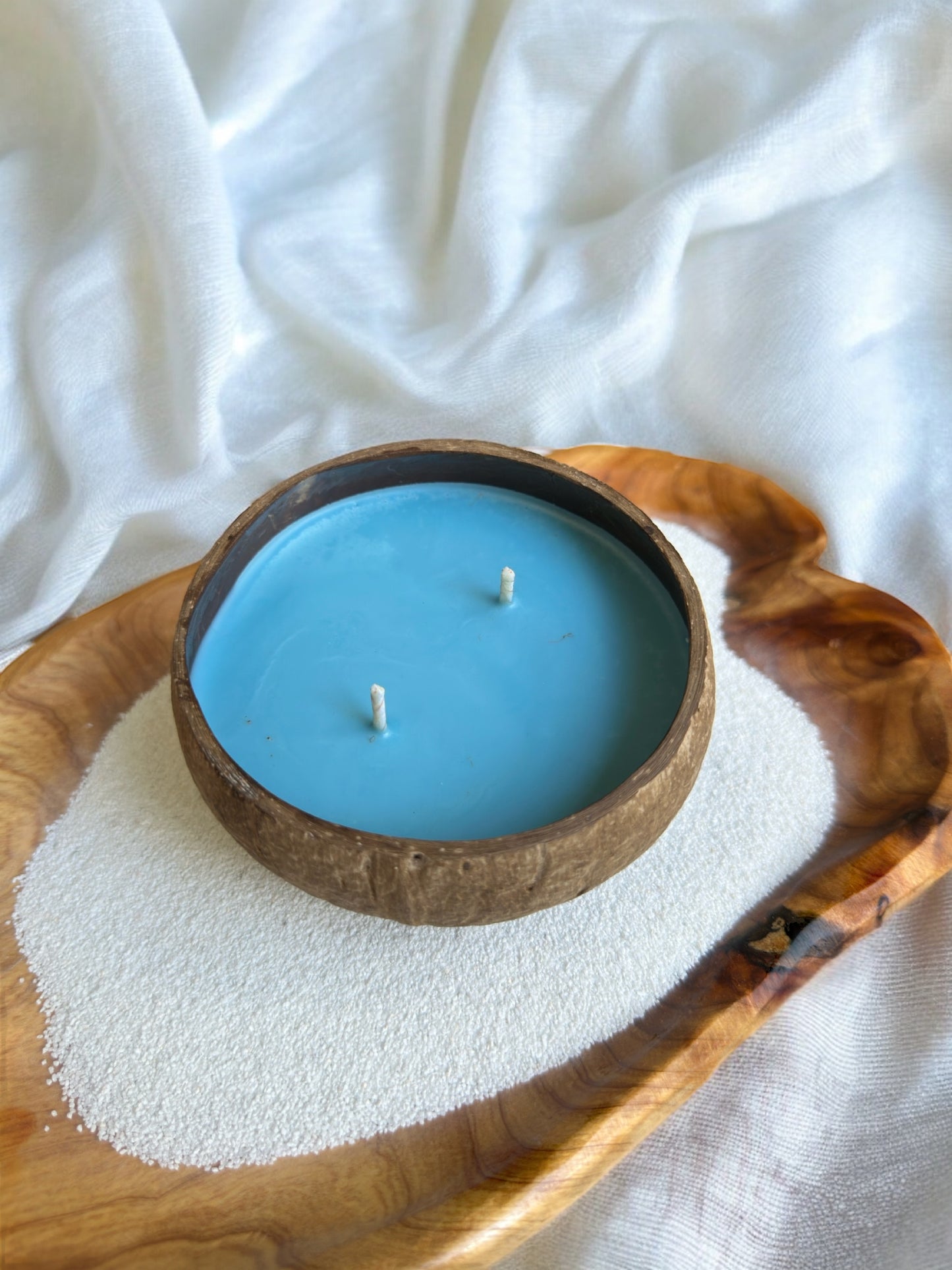 Coco Candle | Calm Waters- hand poured soy and coconut wax candle in a reusable natural coconut shell
