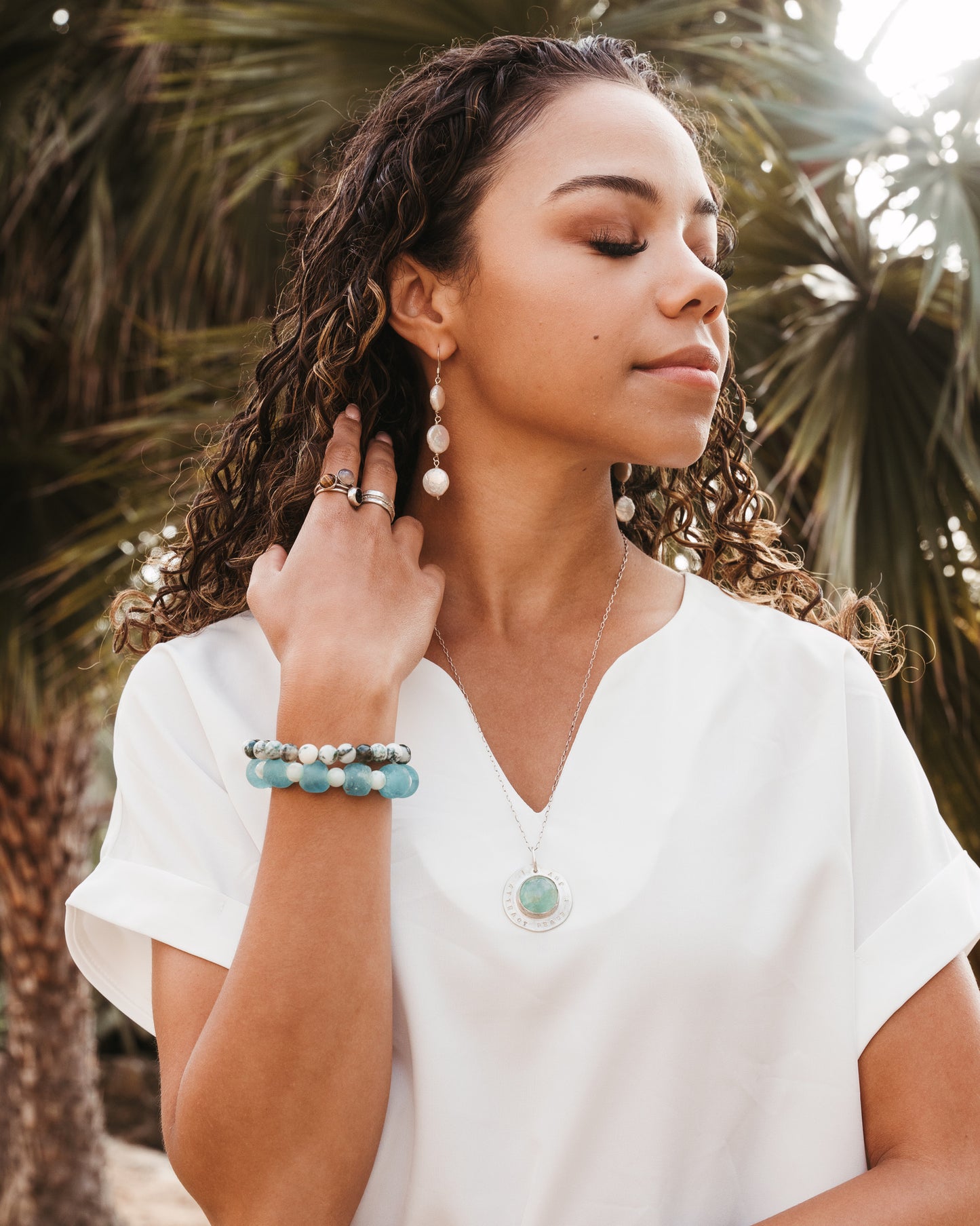 Affirmation series | I attract peace & joy- fluorite and sterling silver necklace