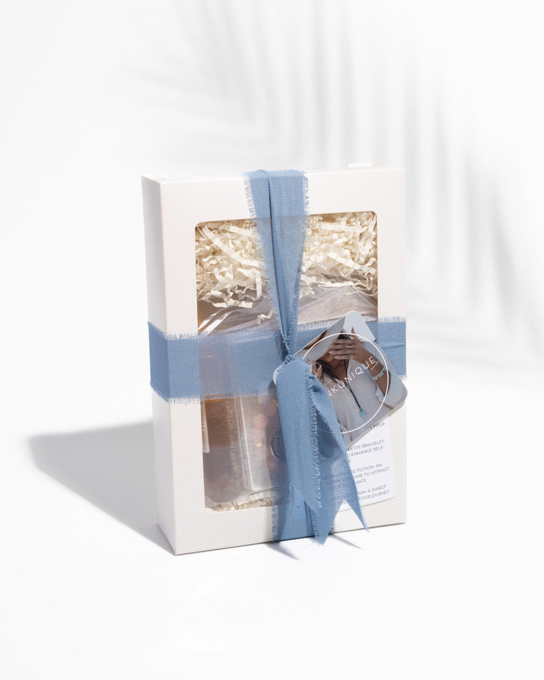 Self-Love & Romance Gift Set | Self-Love Poetry Book, Rose Quartz Heart, Allure Fragrance, & Mala Bracelet