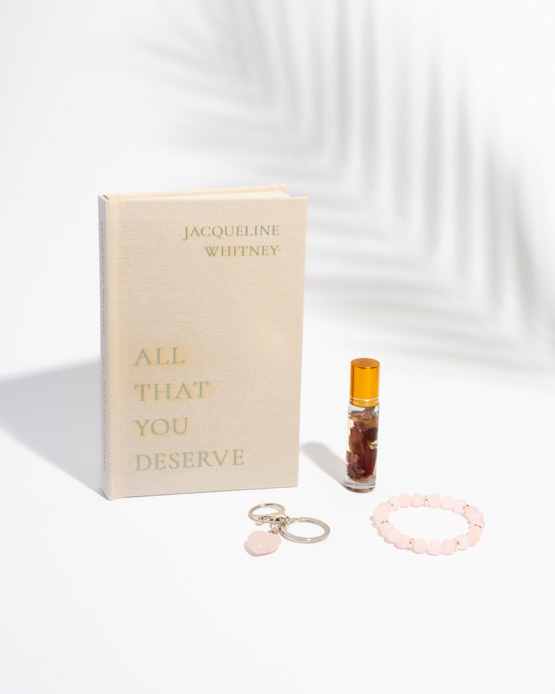 Self-Love & Romance Gift Set | Self-Love Poetry Book, Rose Quartz Heart, Allure Fragrance, & Mala Bracelet