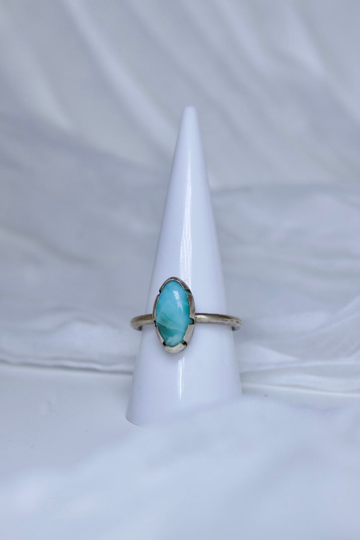 Larimar and sterling silver ring (size 8)