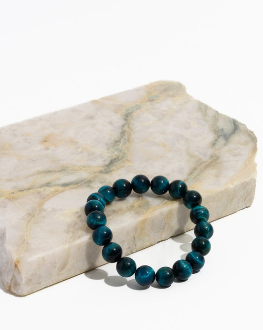 Rare Blue Tiger's Eye Mala bracelet | repel negative energy and attract confidence