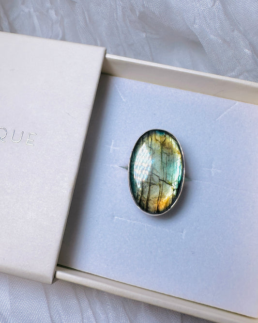Labradorite ring (oval shape), size 10.5 |  Manifestation and Higher Consciousness