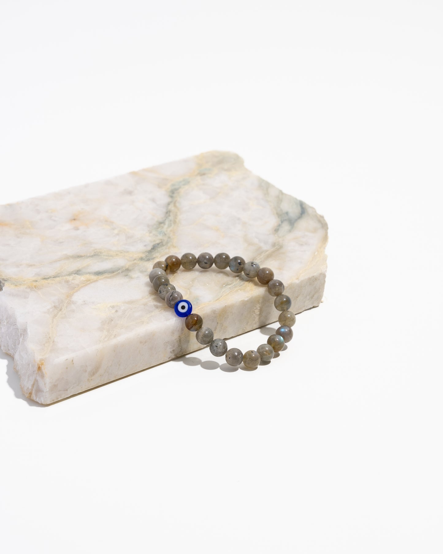 Labradorite and Evil eye Mala bracelet from Think Unique