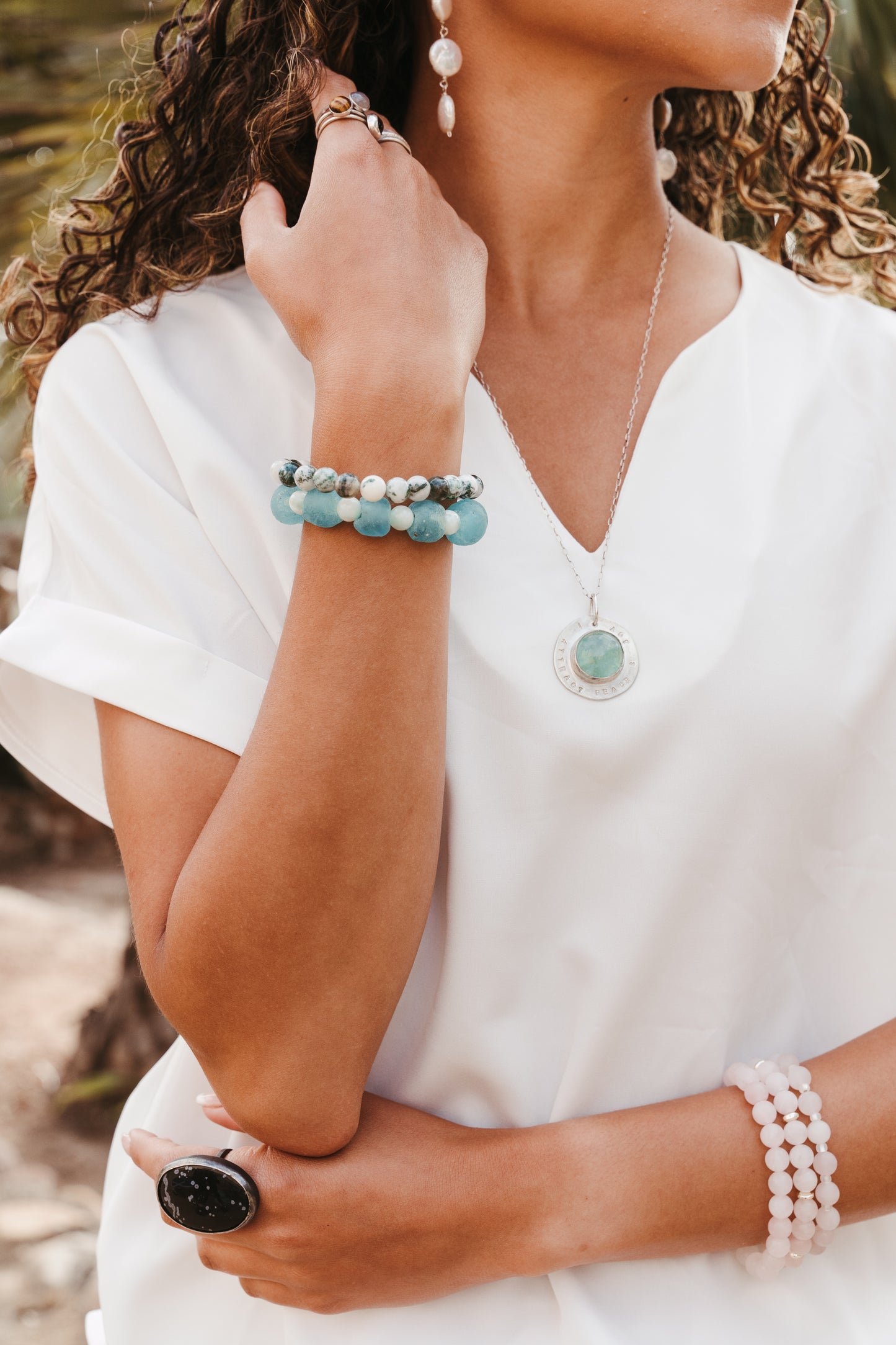 Affirmation series | I attract peace & joy- fluorite and sterling silver necklace