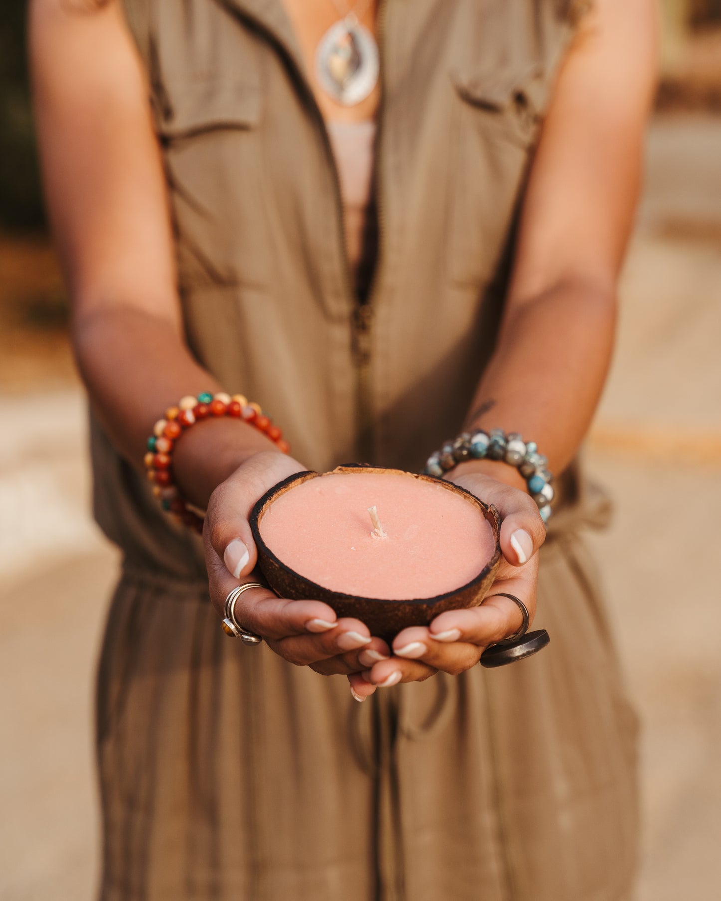 Coco Candle | Blossoming love- hand poured soy and coconut wax candle in a reusable natural coconut shell