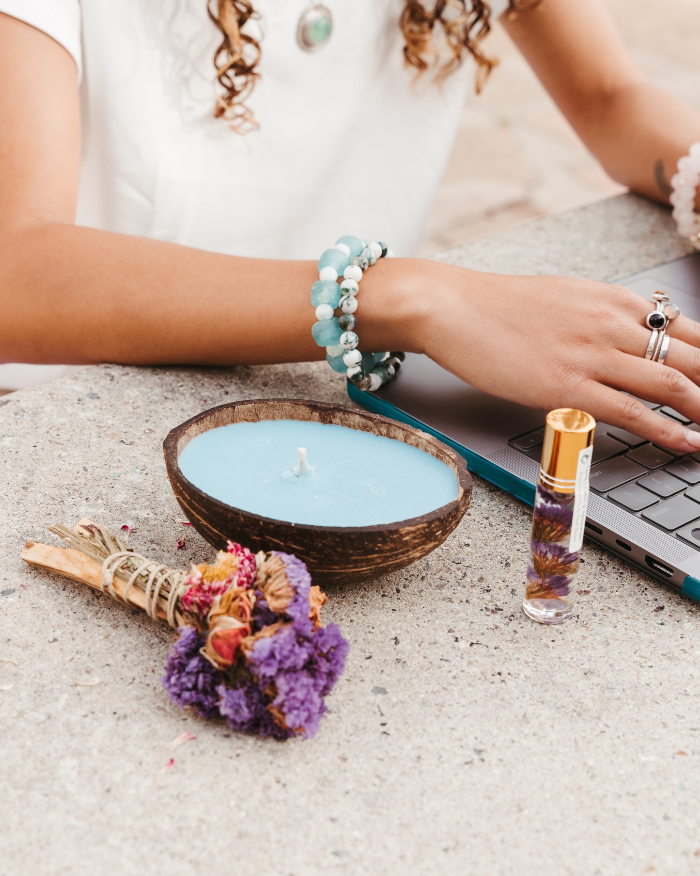 Tame fragrance potion | soothing, calm, and relaxation attracting oil roller with dried florals , crystals, and essential oils