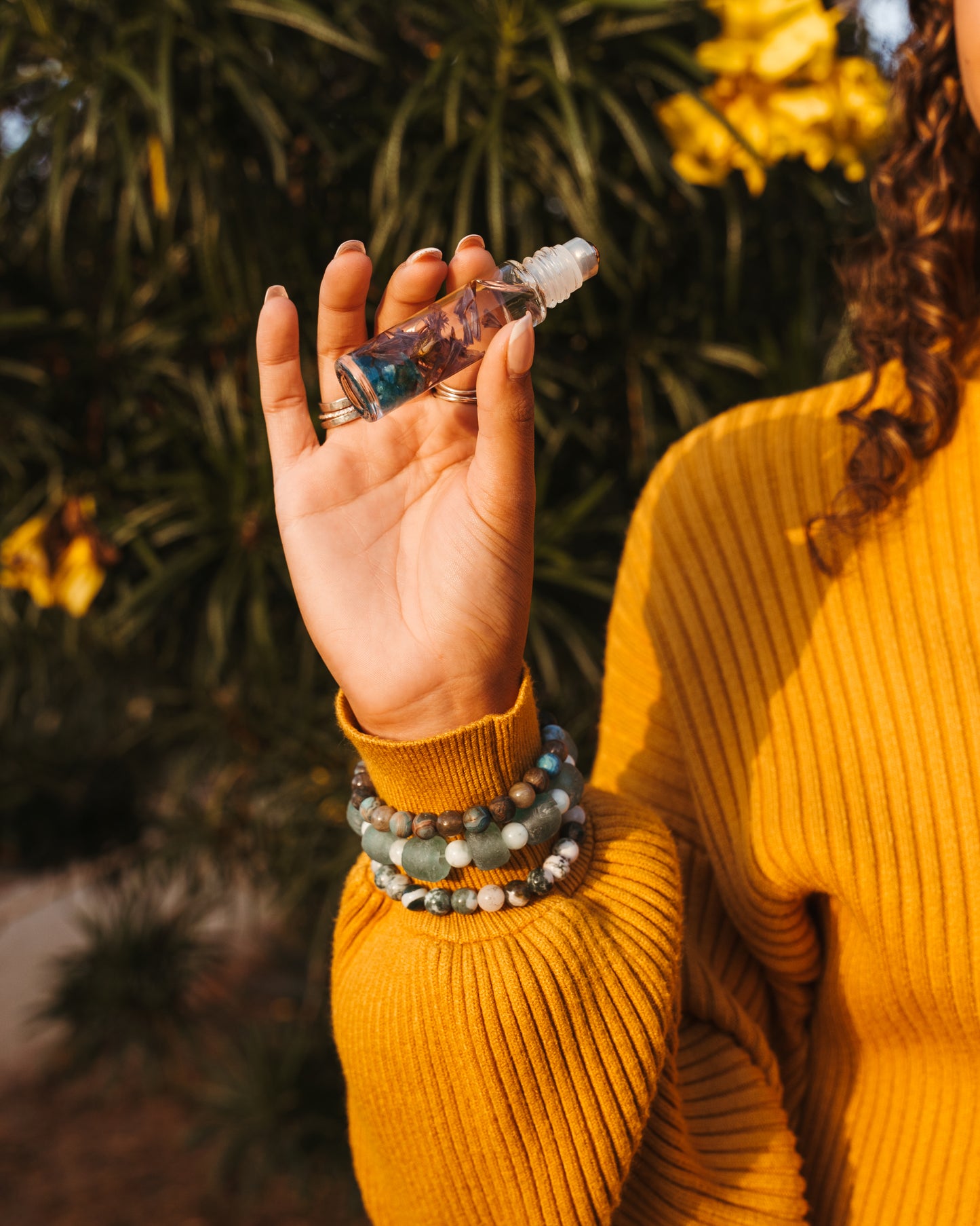 Clarity fragrance potion | focus, energy, and clarity attracting oil roller with dried florals , crystals, and essential oils