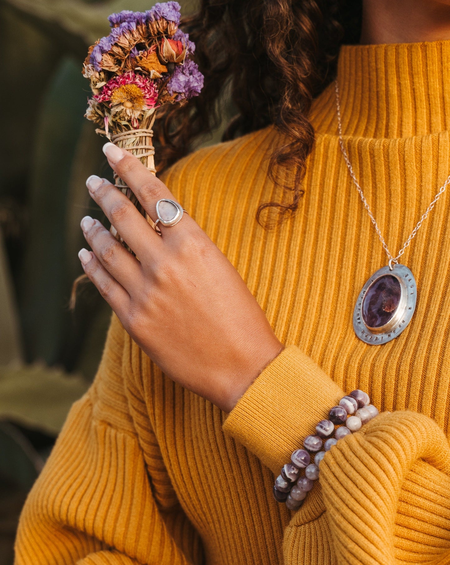 Lavender Amethyst Mala bracelet from Think Unique
