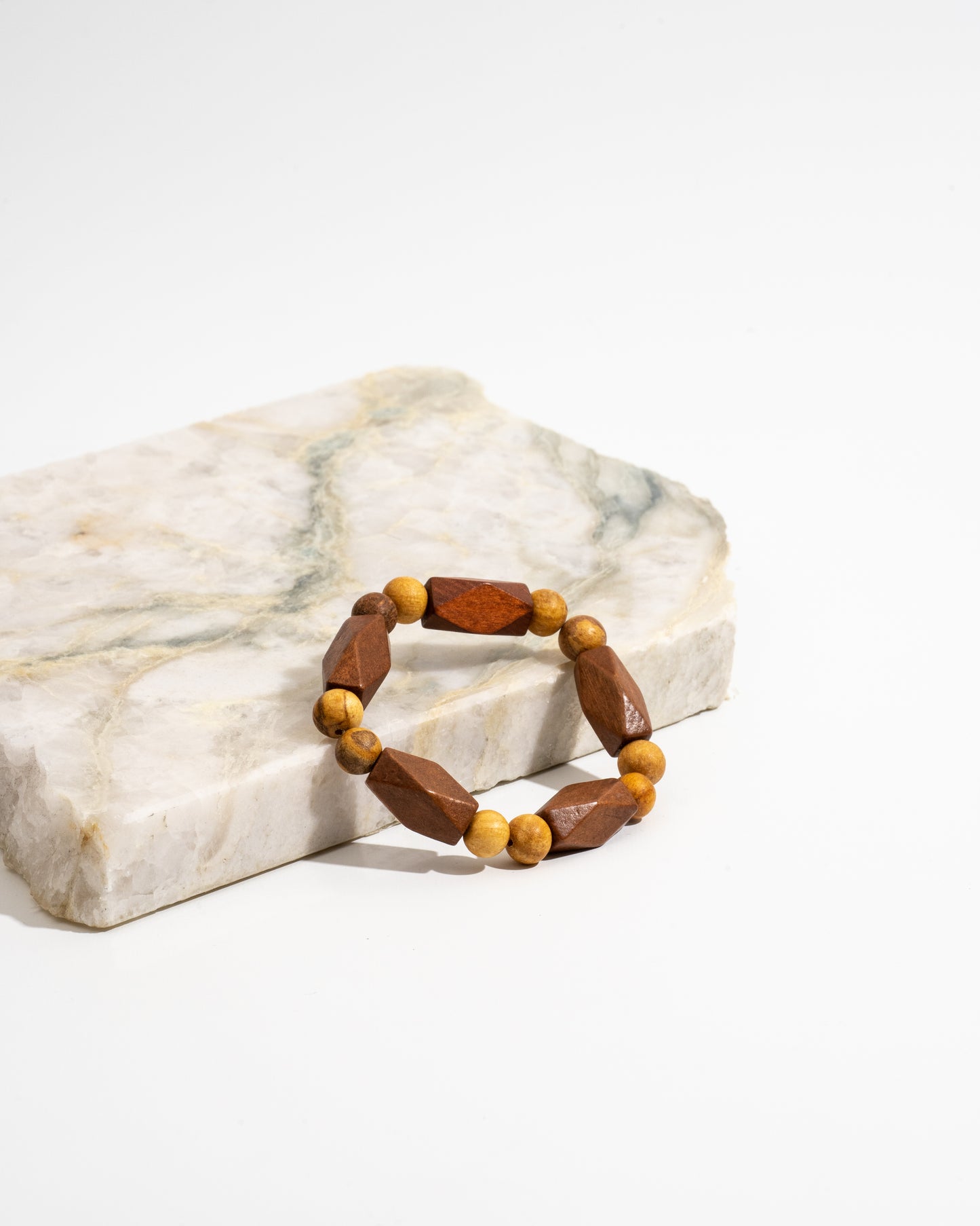 Geometric Twist Mala Bracelet with Palo Santo
