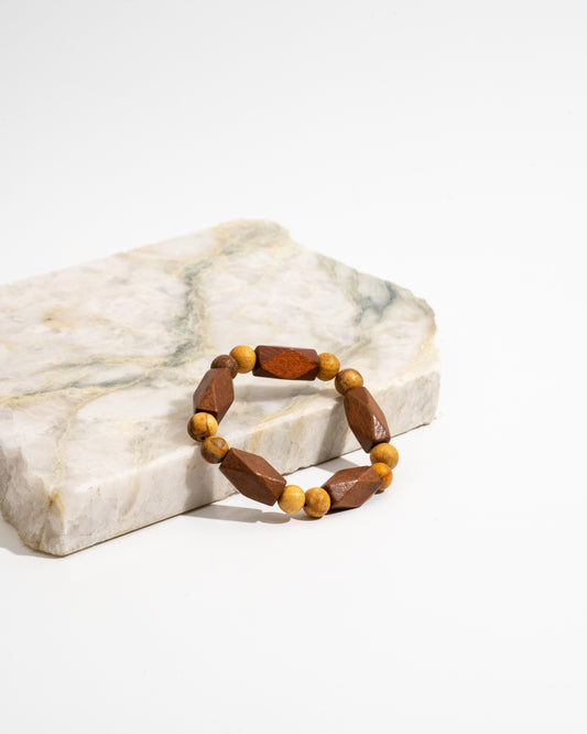 Geometric Twist Mala Bracelet with Palo Santo