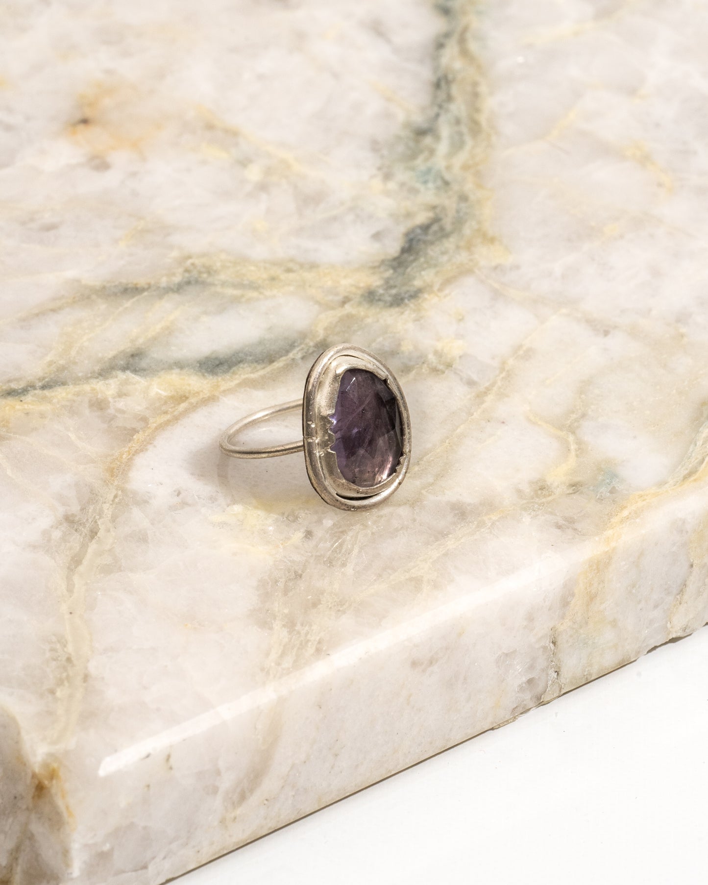 Rose cut Amethyst & Sterling Silver ring