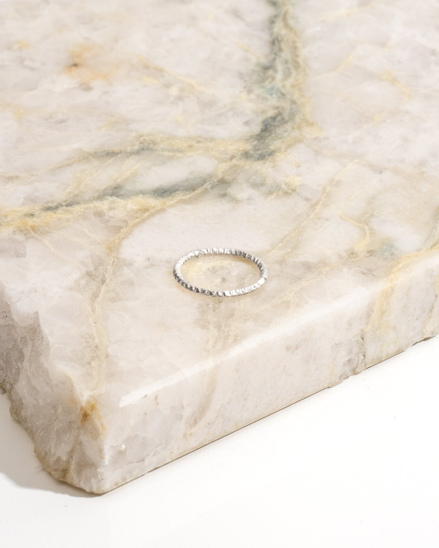 Sparkle Silver textured stacking band, thin silver stacking ring