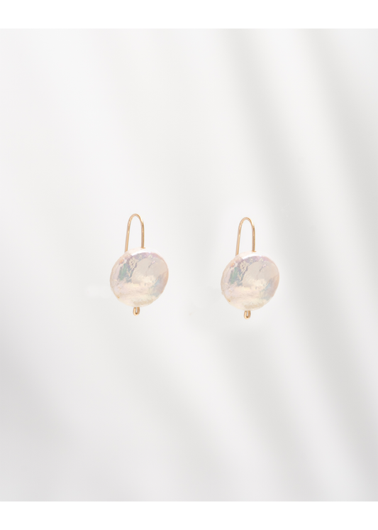 Gabriela Earrings, Coin Pearl Earrings