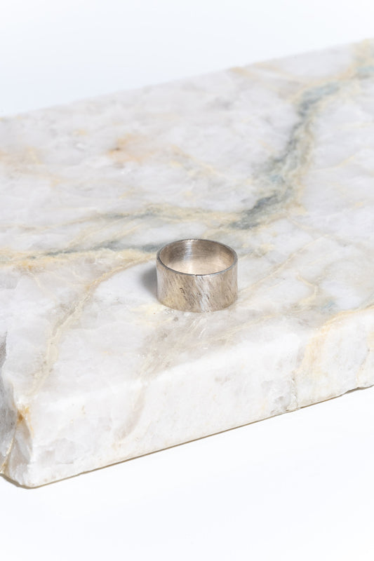 Wide Silver textured stacking band, thick silver stacking ring