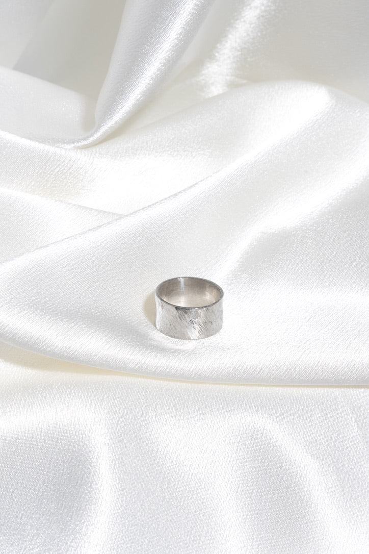 Wide Silver textured stacking band, thick silver stacking ring