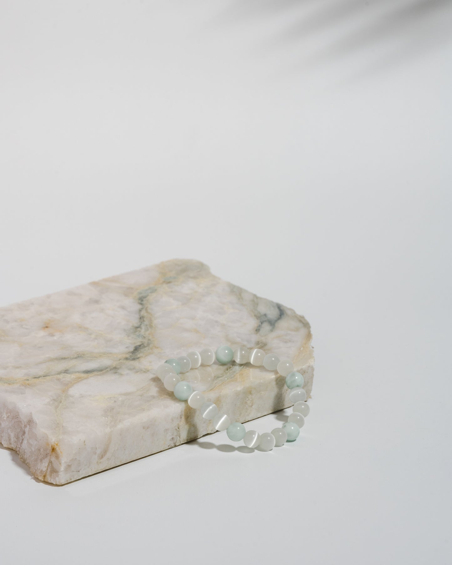 Chalcedony and Selenite Mala bracelet