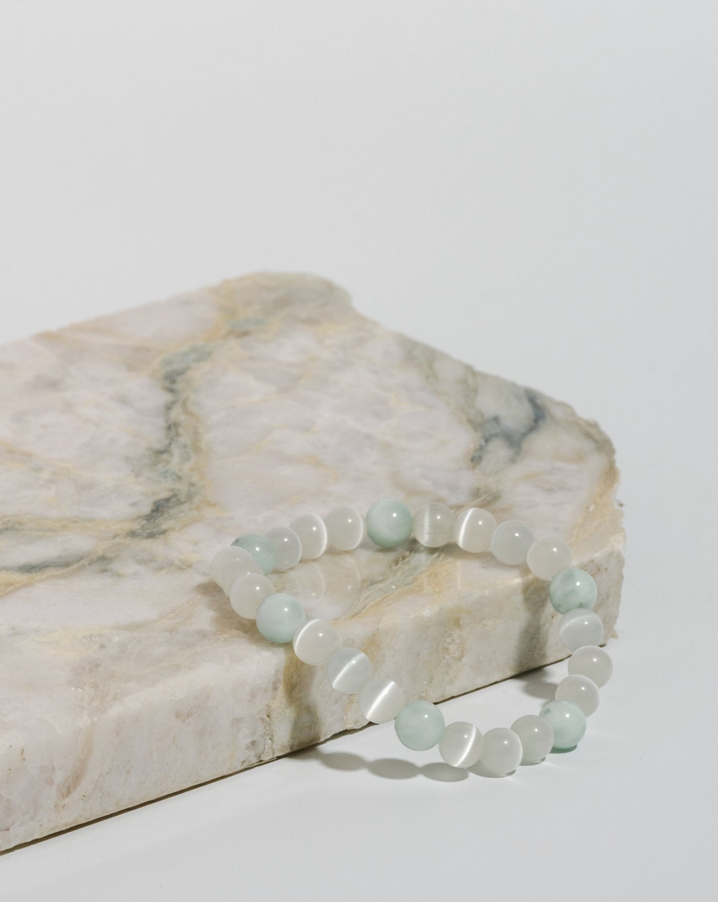 Chalcedony and Selenite Mala bracelet