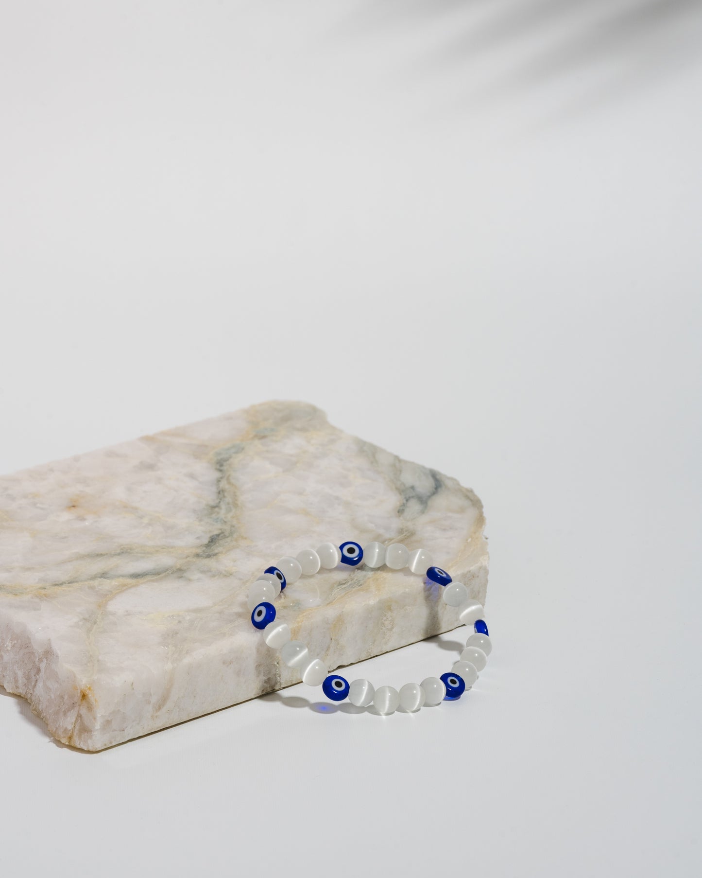 Selenite and Evil Eye Mala bracelet