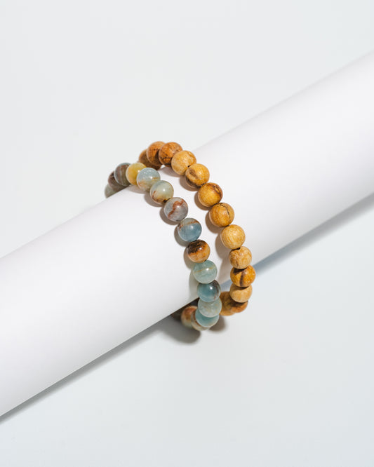 Beachcomber Mala bracelet stack