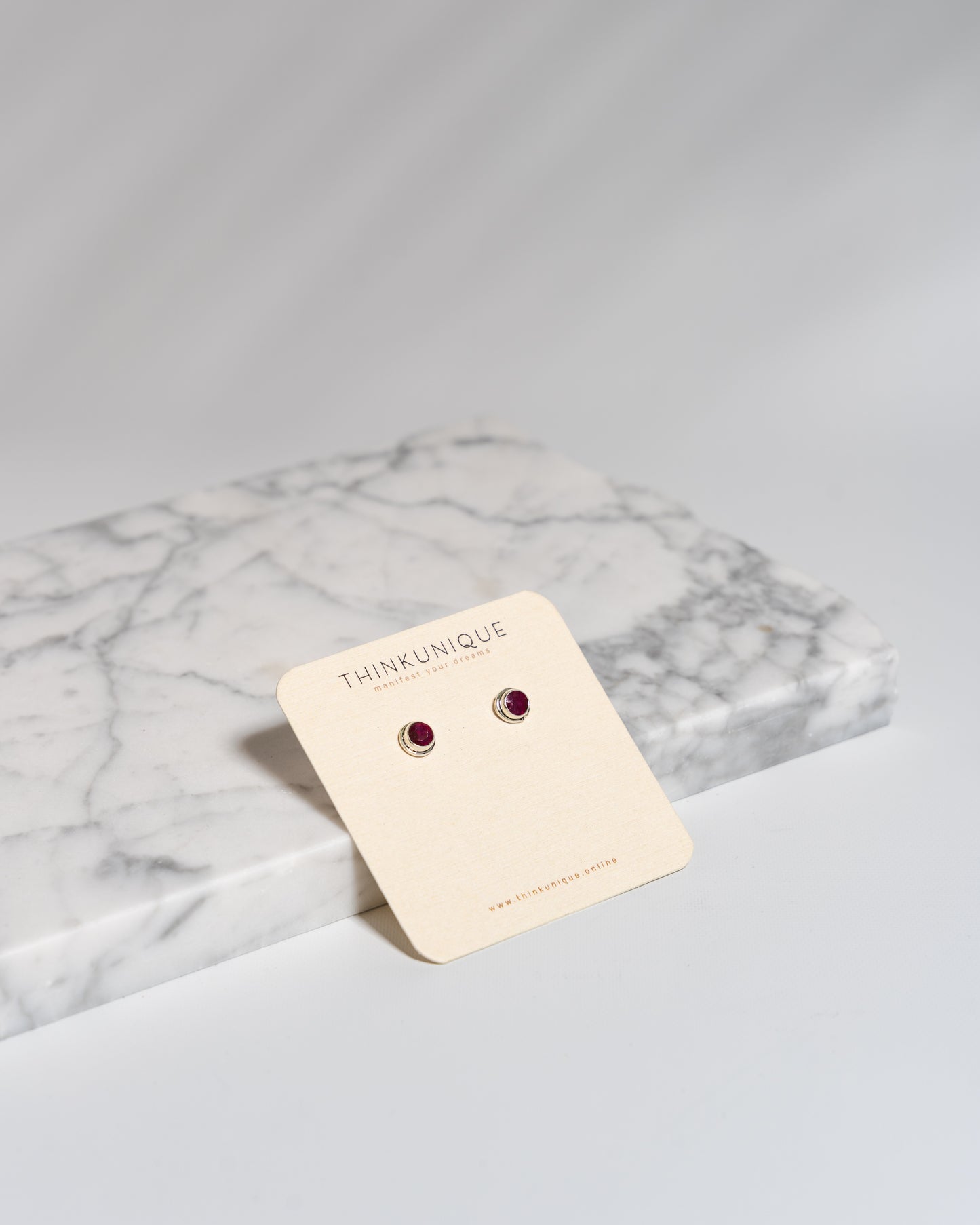 Ruby Rose-cut Stud Earrings