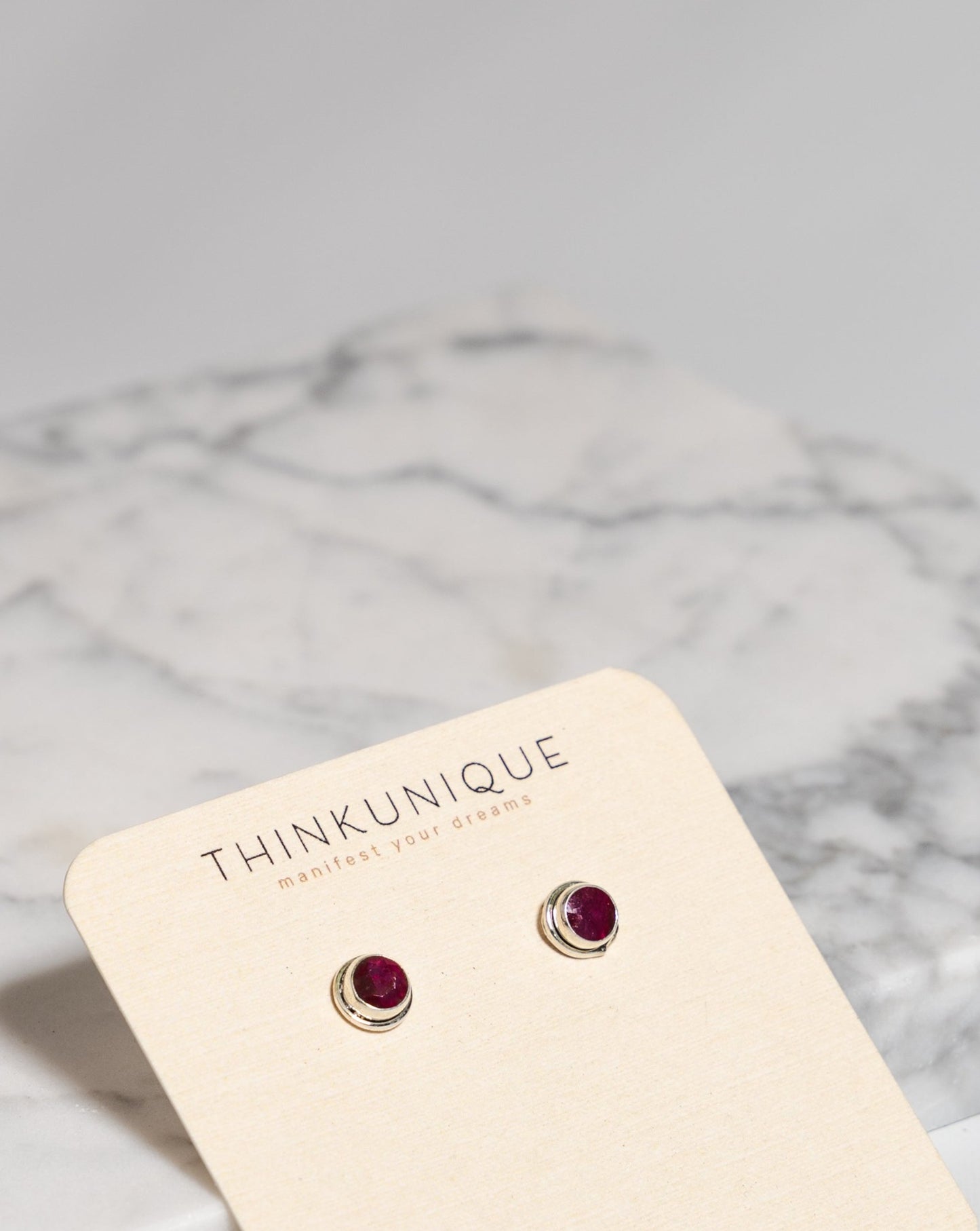 Ruby Sterling Silver Stud Earrings | Crystal Studs for Energy, Creativity & Compassion
