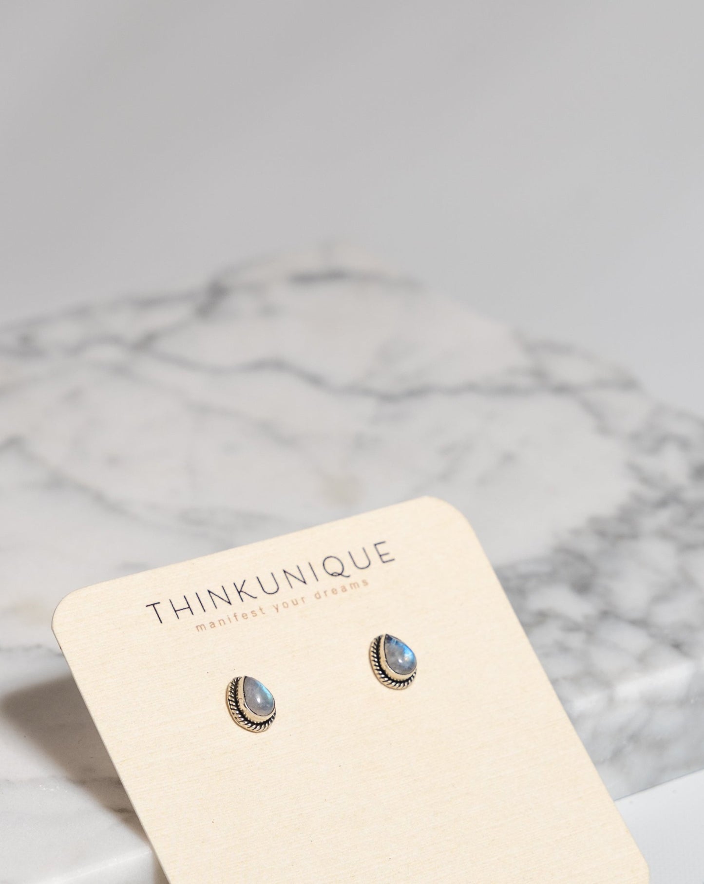 Rainbow Moonstone Stud Earrings