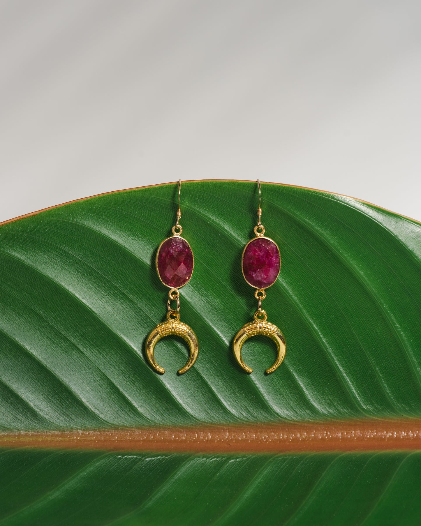 Ruby Moon Earring