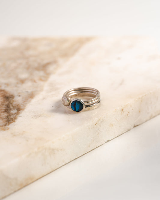 Signature Stacking Ring Set- Blue Abalone