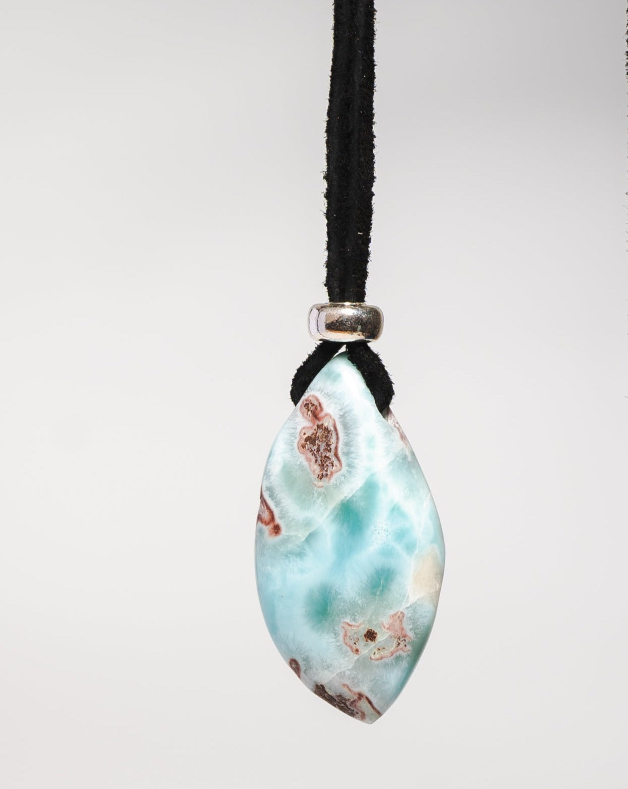 Larimar Leather adjustable layering necklace