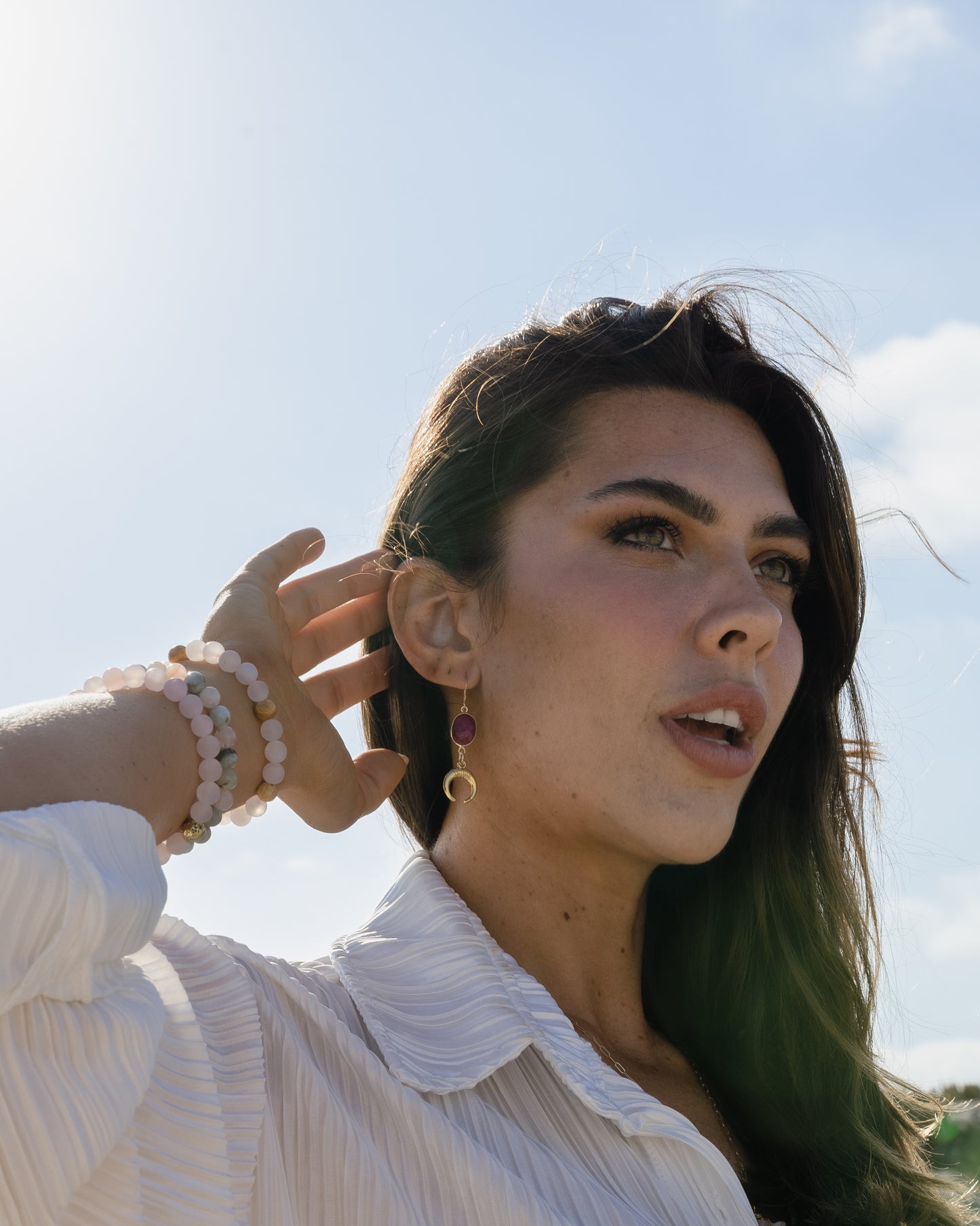 Ruby Moon Earring