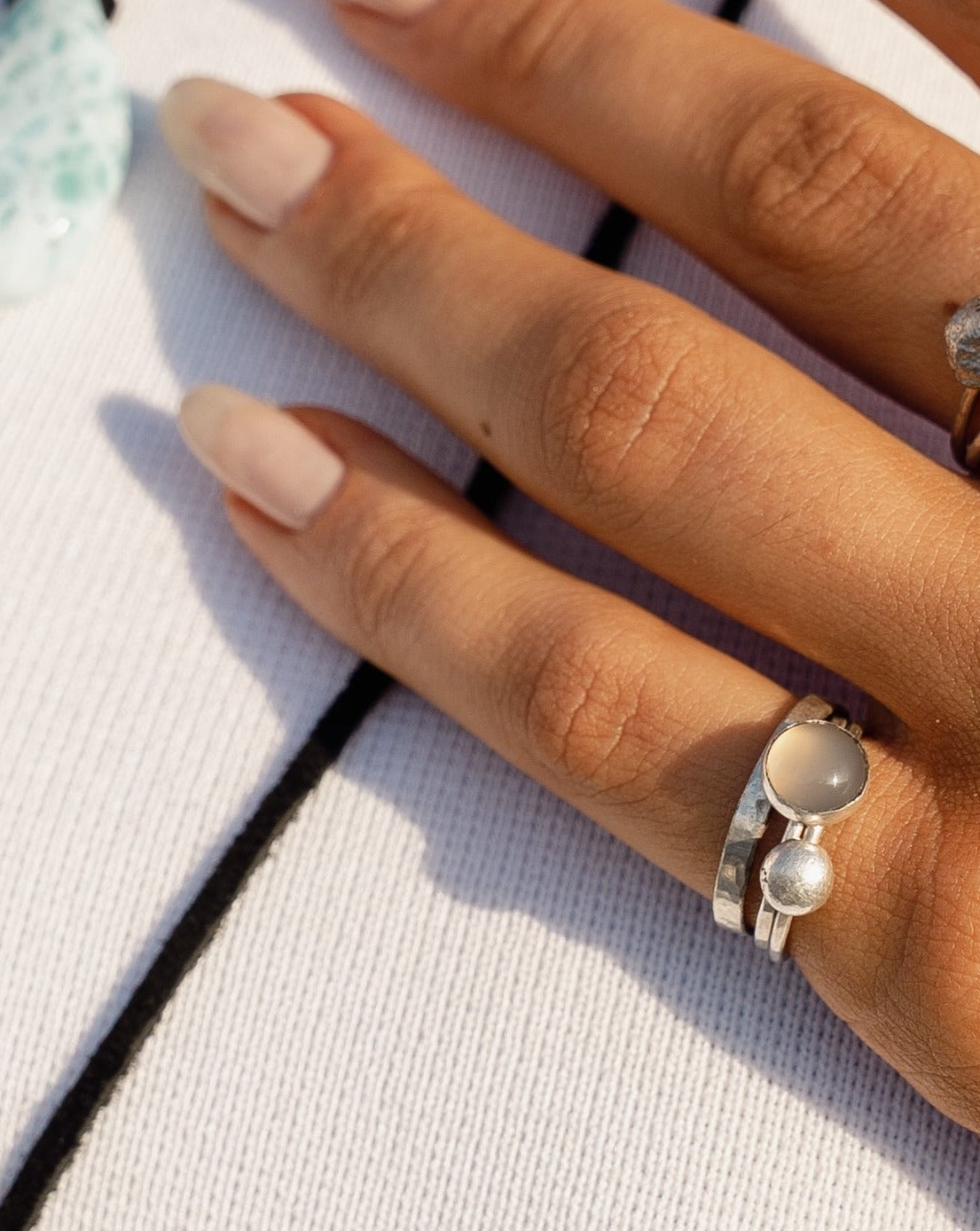 Signature Stacking Ring Set- Mystic Gray Agate