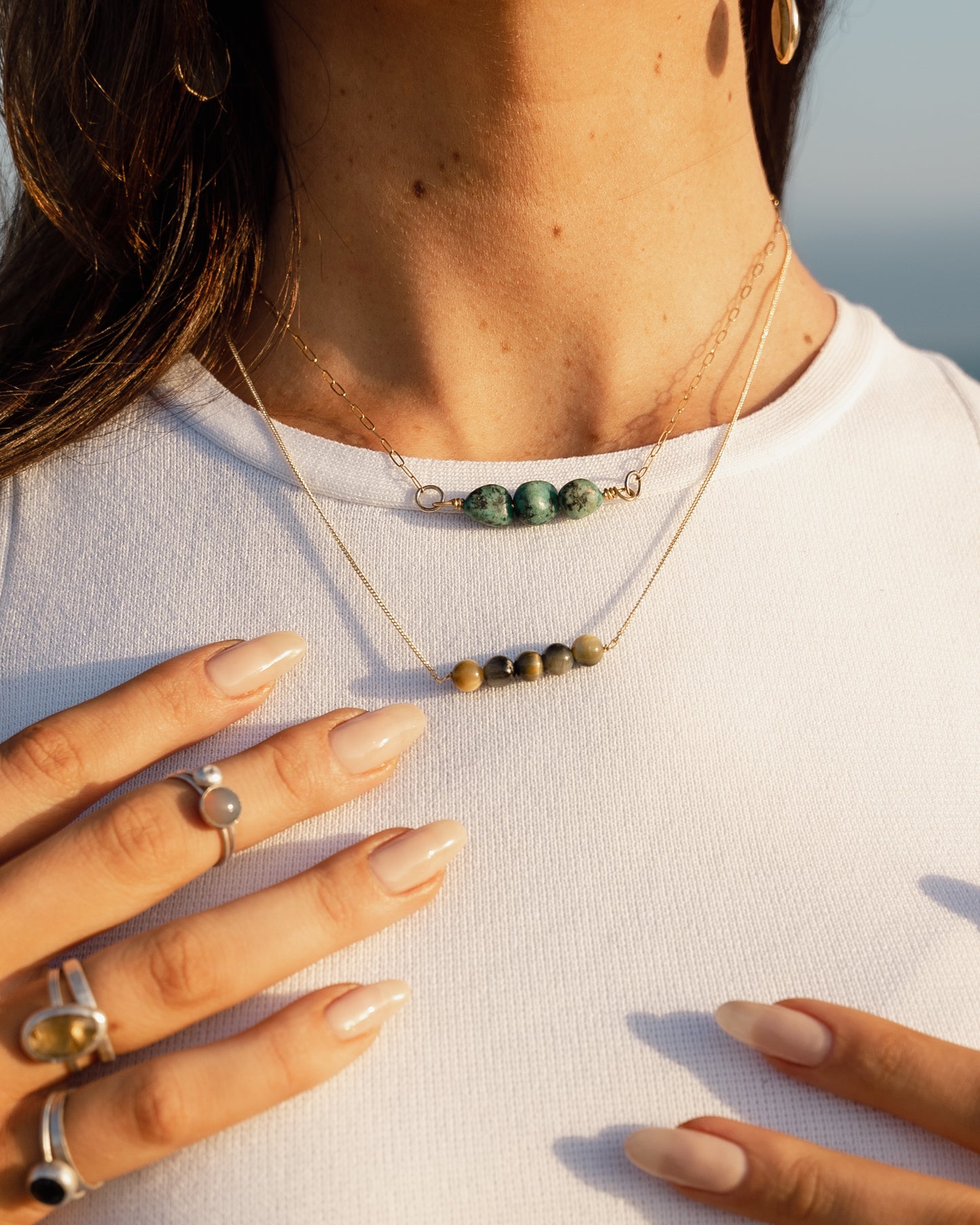 African Turquoise bar necklace