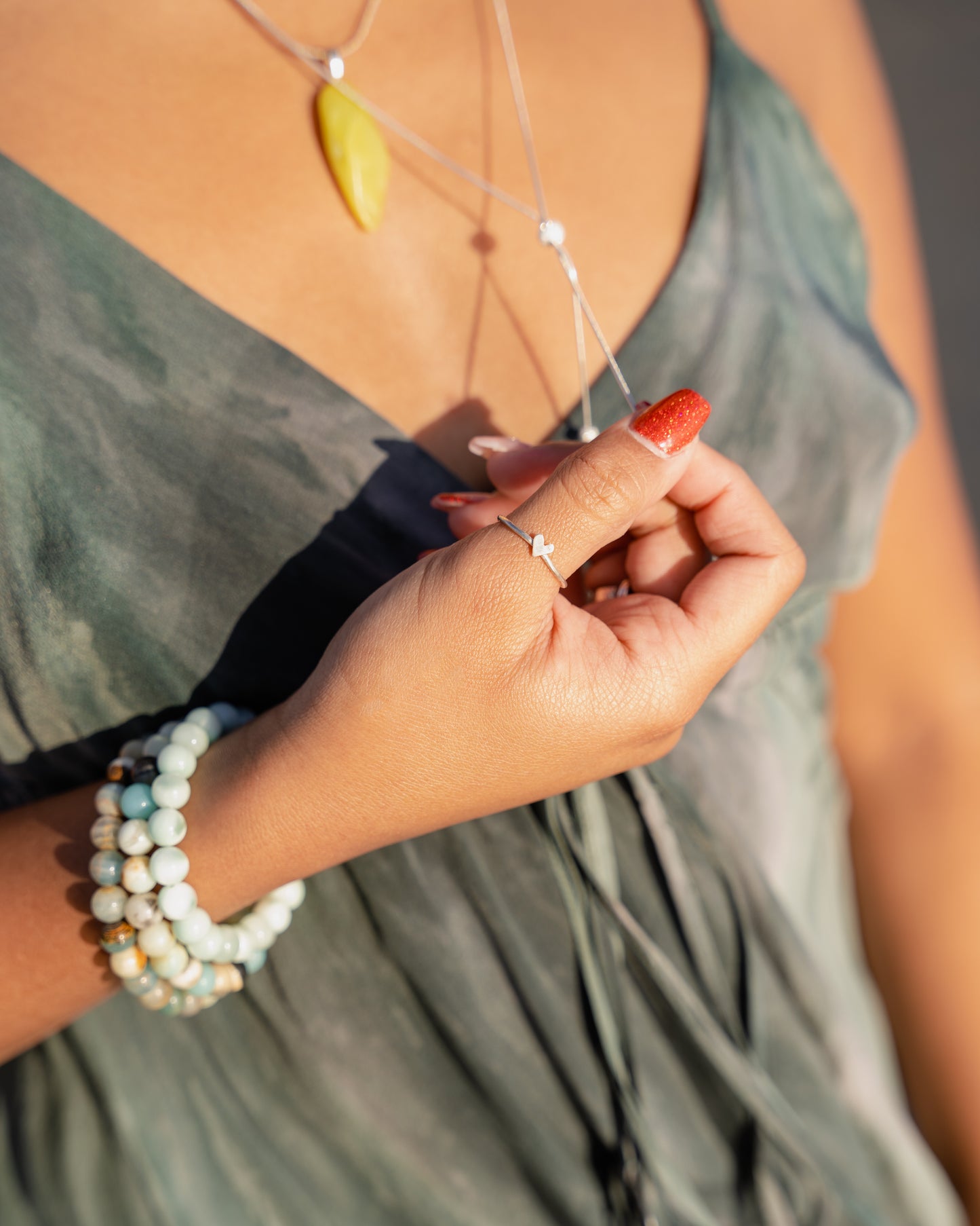 Tiny heart stacking ring in sterling silver