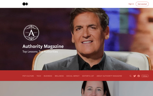 A photo of Mark Cuban on the cover page of Authority Magazine, the magazine that recently interviewed Lauren "Lo" Cornell