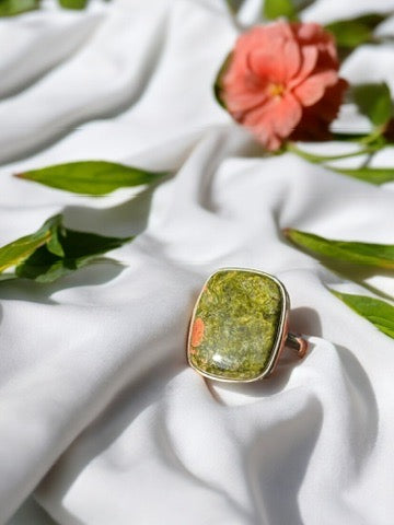 Unakite ring, size 7 | help with psychic abilities, intuition, and spiritual guidance