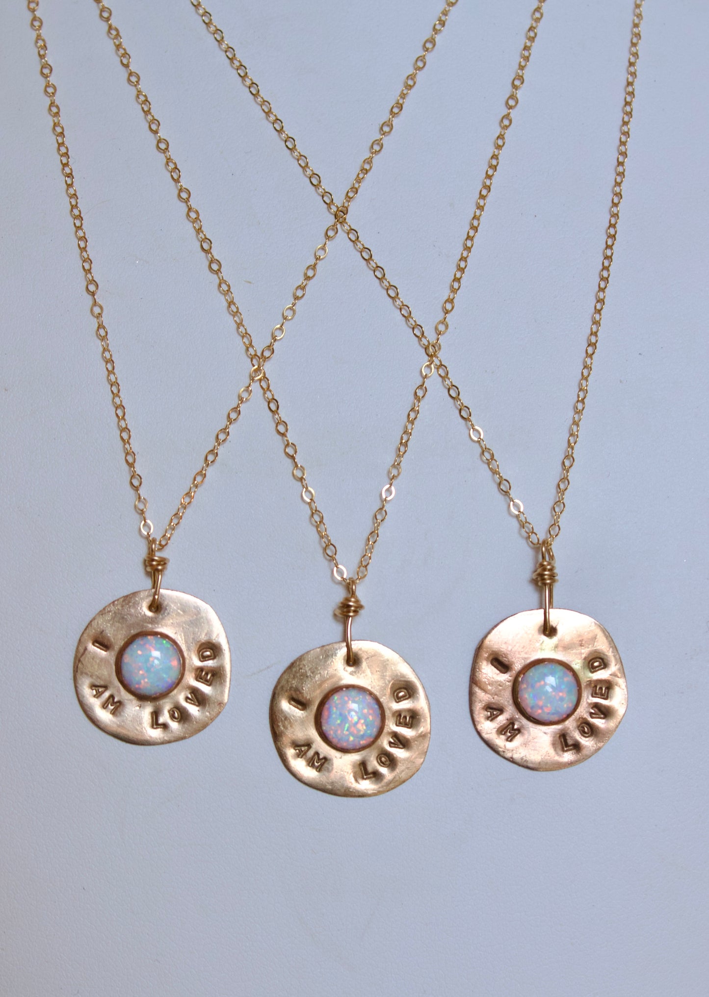 I am loved Affirmation pendant necklace with Opal |