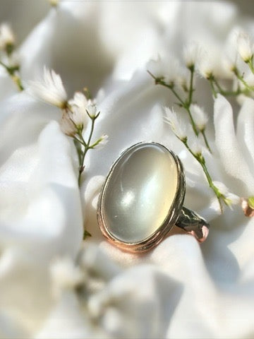 Gray Moonstone ring, size 6 | master your emotions and soothe stress and anxiety