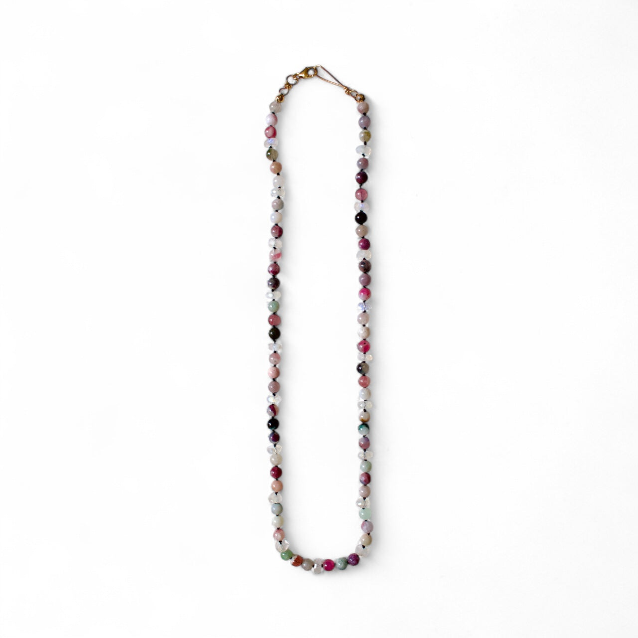 Watermelon Tourmaline & Moonstone beaded necklace | Enhance compassion and awaken spiritual growth