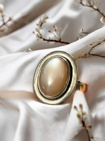 Peach Moonstone ring, size 6 | master your emotions and soothe stress and anxiety