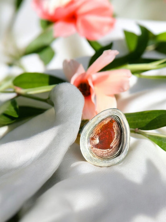 Mexican Fire Opal ring, size 7 | unleash creativity & sexuality, and balance emotions