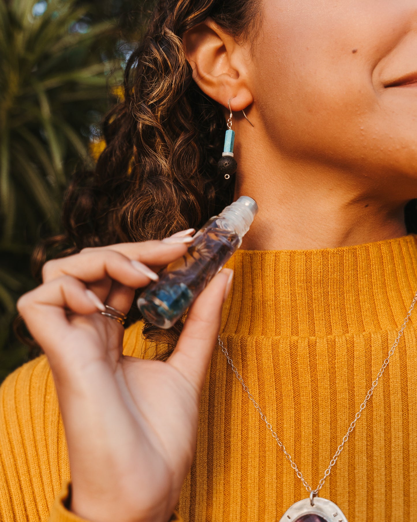 Chalk Turquoise & Lava Rock Diffuser Earrings - A Stylish and Practical Accessory for Aromatherapy On-the-Go