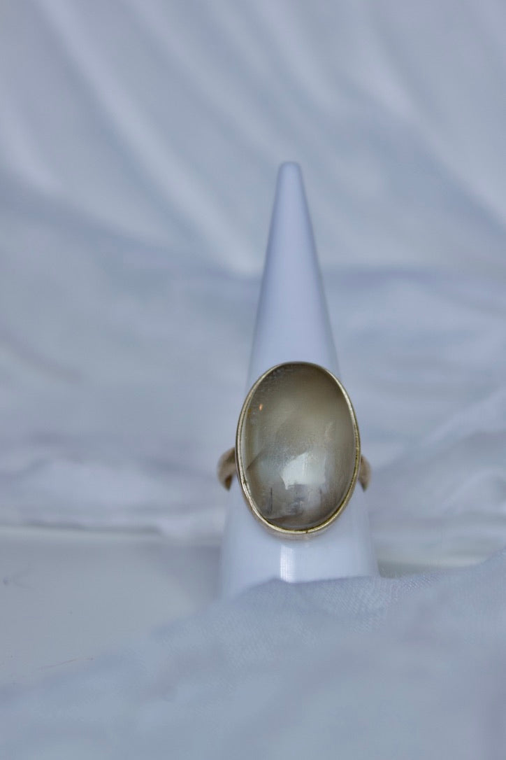 Gray Moonstone ring, size 8 | master your emotions and soothe stress and anxiety