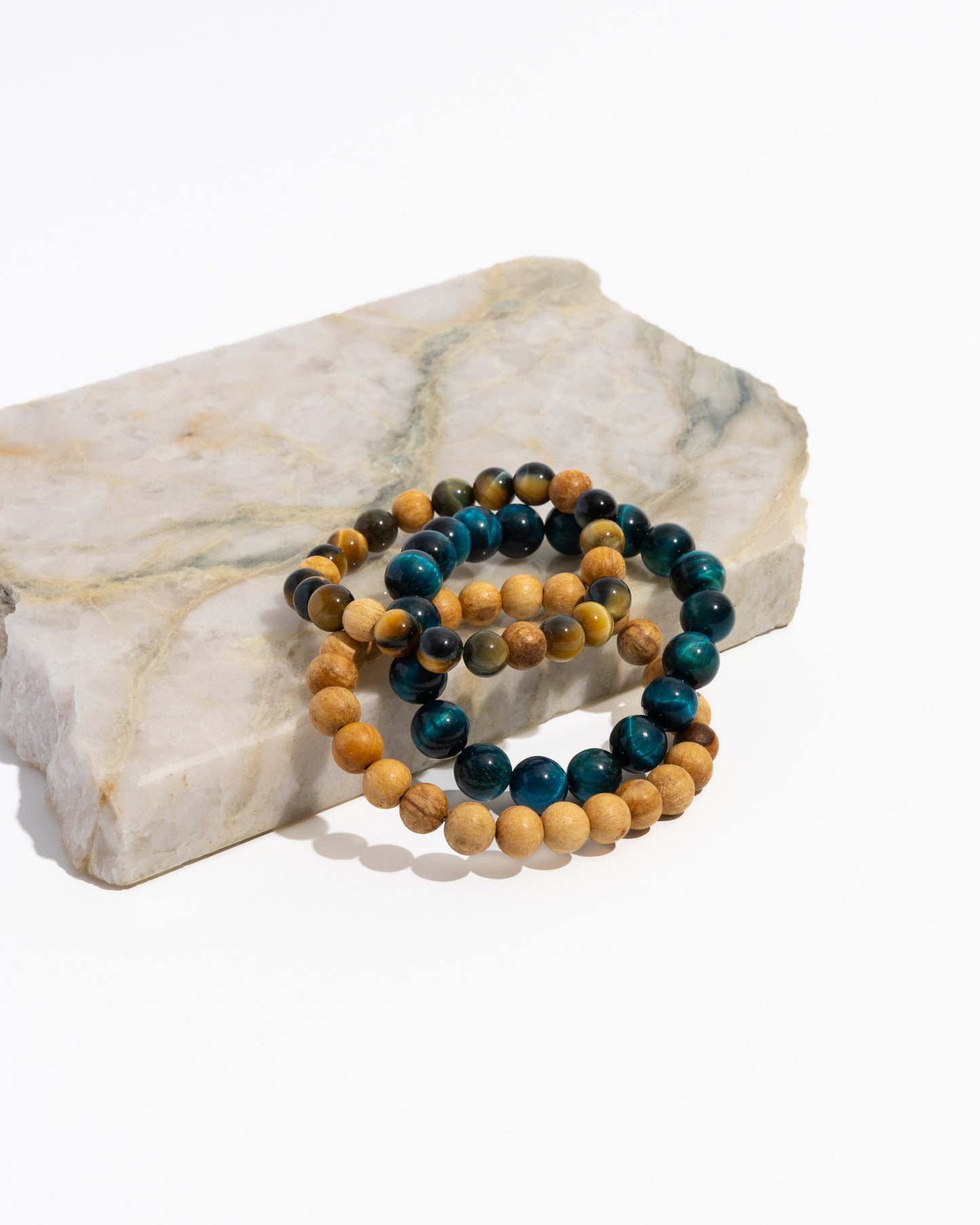 Rare Blue Tiger's Eye Mala bracelet and palo santo gift set | feel confident and protected